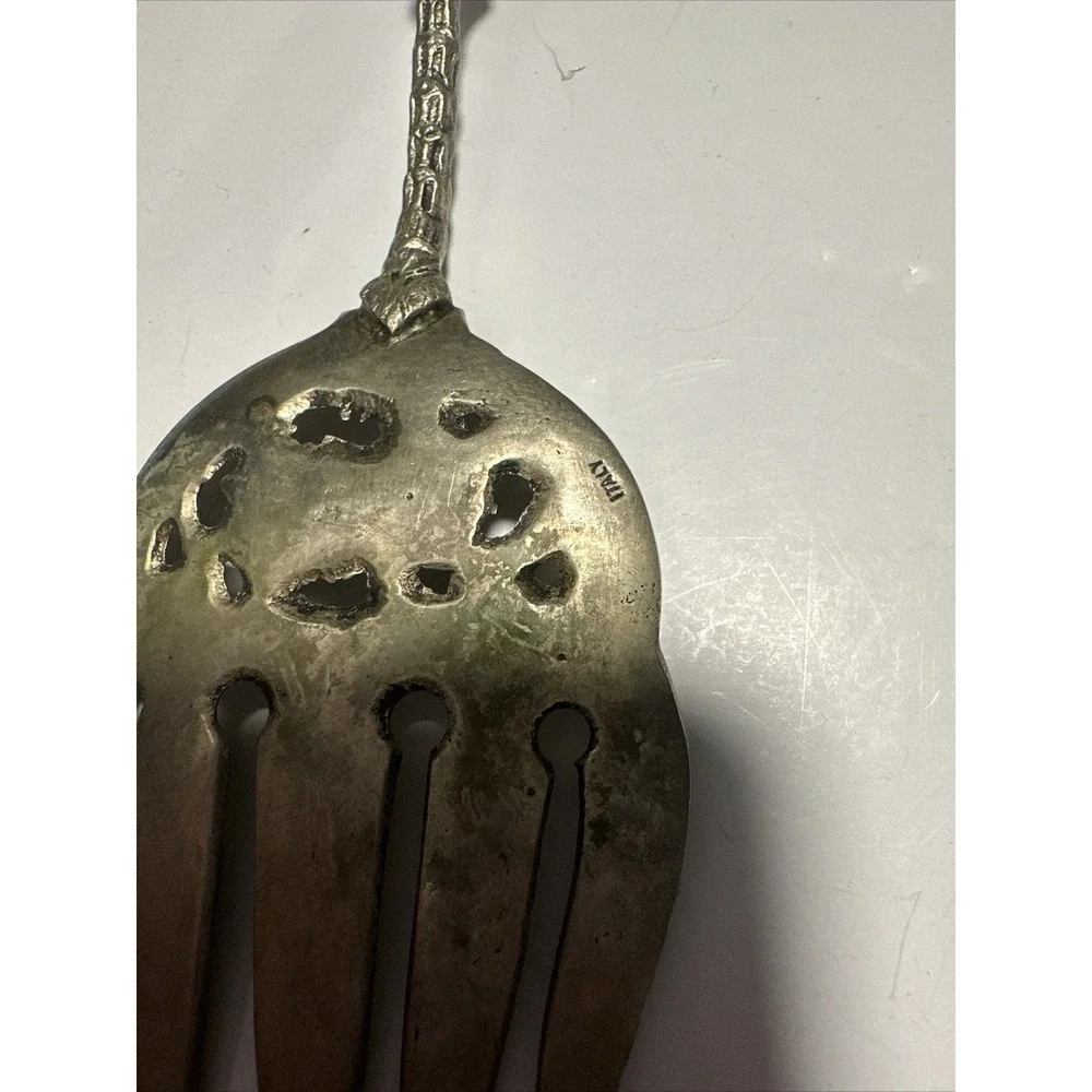 Silverplate Cherub Angel Cupid Serving Fork & Spoon Intricate Pattern 9.5